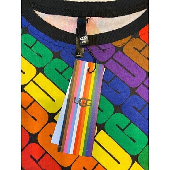 UGG UNISEX Logo U Toni Pride Rainbow Oversized‎ Tee for Everyone Colorful Casual - Picture 5 of 12